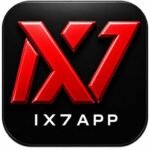 IX7 Game logo with bold red 3D letters on a black square background, representing the IX7 gaming app